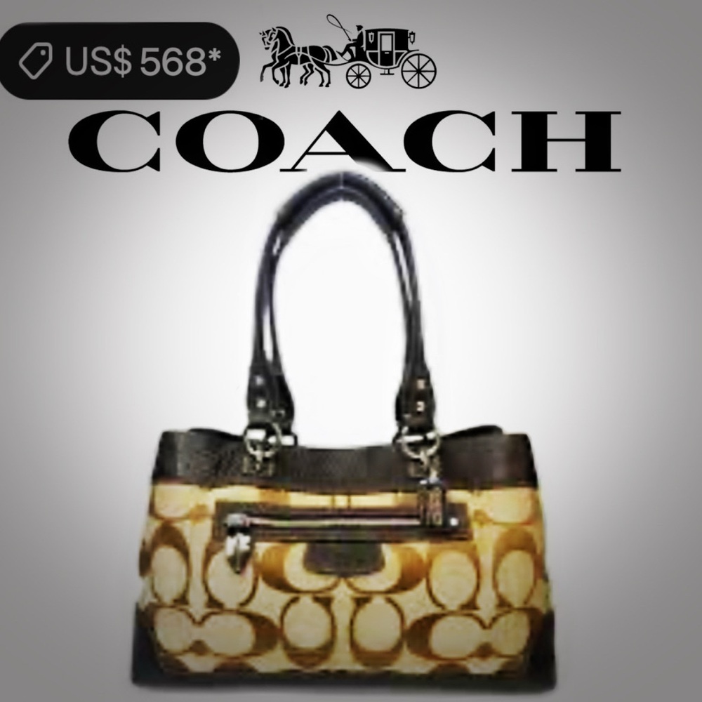 Vintage Y2K Coach tote bag Shoulder Bag Brown and Tan soft leather - Picture 4 of 17